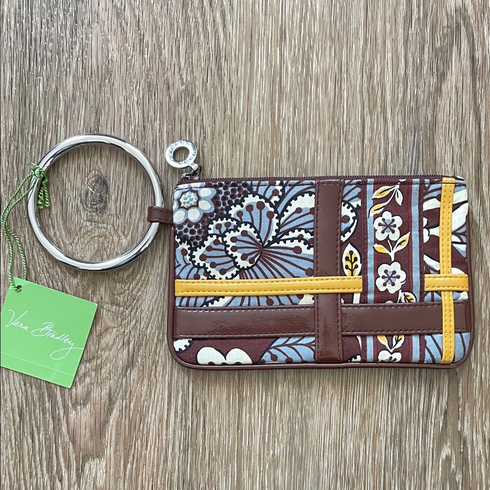 Vera Bradley Brown, Blue, Yellow Patterned Bangle Wristlet